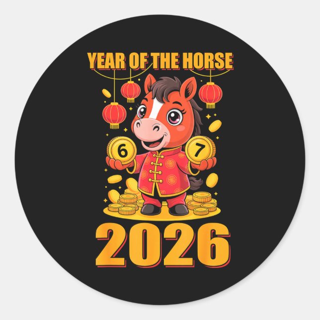 Pegatina Redonda 67 Meme Funny Chinese New Year 2026 Year Of The Ho (Anverso)