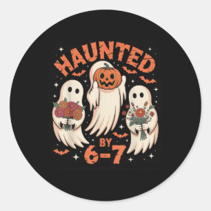 Pegatina Redonda 67 Meme Halloween Embrujado 