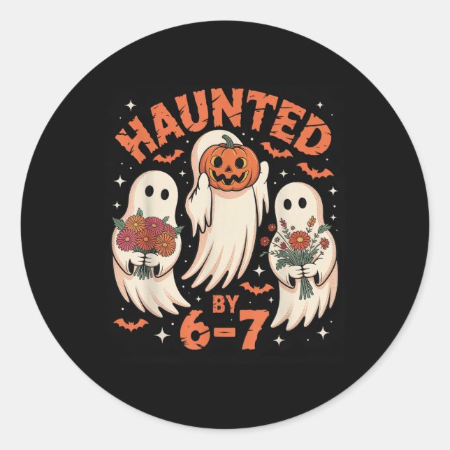 Pegatina Redonda 67 Meme Halloween Embrujado  (Anverso)