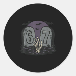 Pegatina Redonda 67 Meme Halloween Esqueleto Soky - Six Seven Gen A