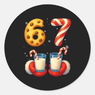 Pegatina Redonda 67 Meme Navidad Galleta Caña de Caramelo Divertido