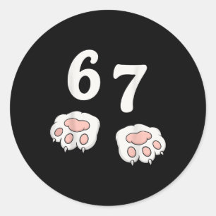 Pegatina Redonda 67 Meme Seis Siete 6 7 Camiseta Meme Gato Divertid