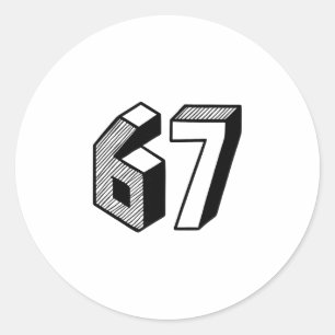 Pegatina Redonda 67 Meme Seis Siete 6-7 Chiste Divertido de Interne