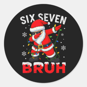 Pegatina Redonda 67 Meme Seis Siete Bruh Dabbing Santa Divertida Na