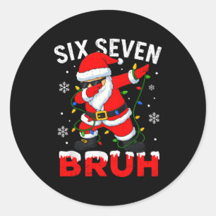 Pegatina Redonda 67 Meme Seis Siete Bruh Dabbing Santa Divertido Ch