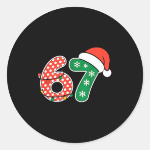 Pegatina Redonda 67 Meme Seis Siete Divertido Navidad 6 7 Meme Homb