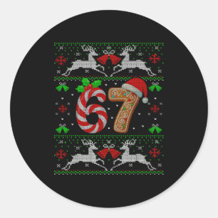 Pegatina Redonda 67 Meme Seis Siete Funny Regalo Feo De Navidad Sud