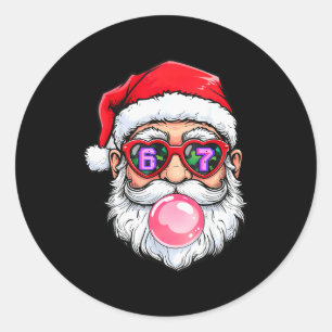 Pegatina Redonda 67 Meme Seis Siete Número 6-7 6 7 Divertido Santa