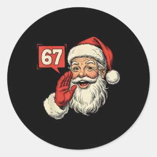 Pegatina Redonda 67 Meme Seis Siete Santa Divertido Navidad Gen Z A