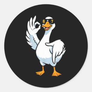 Pegatina Redonda 67 Meme Silly Goose 6 7 Divertido Seis Siete 6-7 G