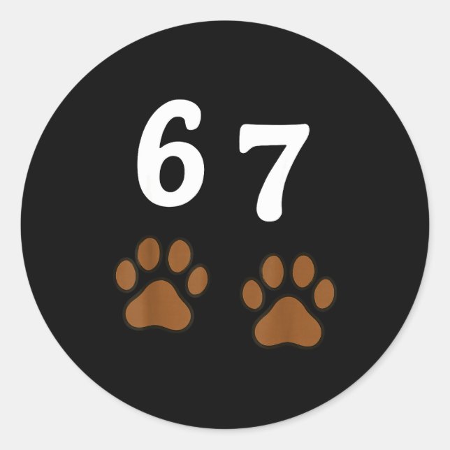Pegatina Redonda 67 Meme Six Seven Funny Dog Paw  (Anverso)