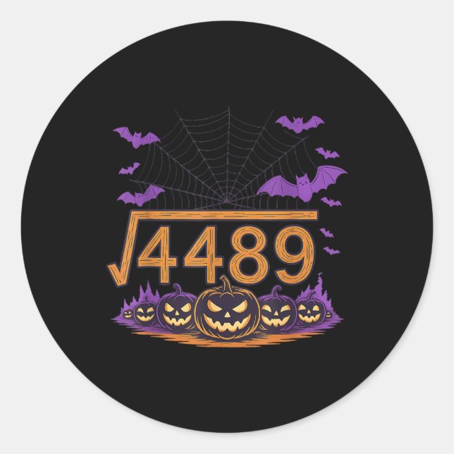 Pegatina Redonda 67 Meme Square Root 4489 Slang Math Halloween Cost (Anverso)