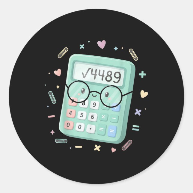 Pegatina Redonda 67 Meme Square Root 4489 Slang Six Seven Math Calc (Anverso)