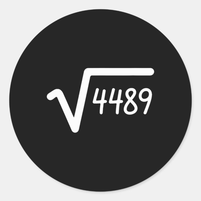 Pegatina Redonda 67 Meme Square Root Of 4489 Six Seven  (Anverso)