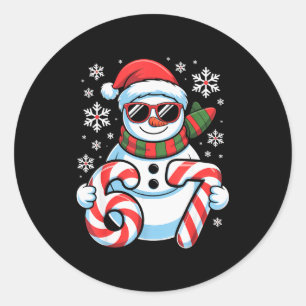 Pegatina Redonda 67 muñeco de nieve meme brainrot divertido Navidad
