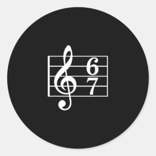 Pegatina Redonda 67 Música Meme jerga Músico Niños Divertido Profes