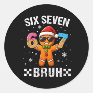 Pegatina Redonda 67 Navidad 6 7 Meme Hombre de Jengibre Xmas Pijama