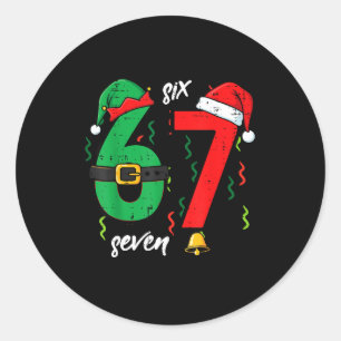 Pegatina Redonda 67 Navidad Divertido 6 7 Meme Seis Siete Xmas Chic