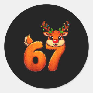 Pegatina Redonda 67 Navidad divertido reno Bruh Meme pijama mujer
