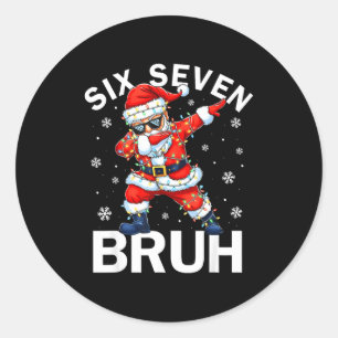 Pegatina Redonda 67 Navidad Divertido Seis Siete Bruh Meme Dabbing 
