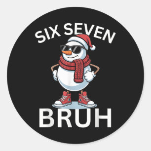 Pegatina Redonda 67 Navidad Divertido Seis Siete Meme Brainrot Muñe