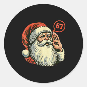 Pegatina Redonda 67 Navidad Divertido Seis Siete Meme Brainrot Sant