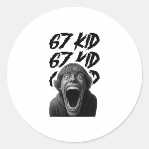Pegatina Redonda 67 Niño 67 Meme Seis Siete 6-7 Chiste Divertido de