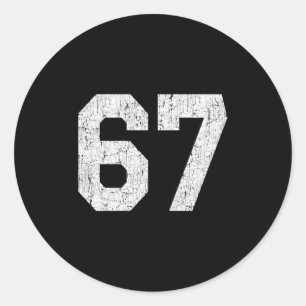 Pegatina Redonda #67 Número Deportivo de Varsity de Jersey