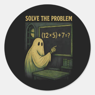 Pegatina Redonda 67 Profesor Fantasma de Halloween Seis Siete Meme