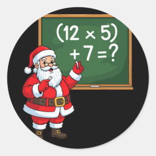 Pegatina Redonda 67 Profesor Navidad Santa Seis Siete Meme Brainrot