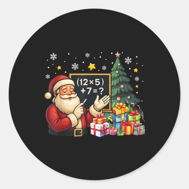 Pegatina Redonda 67 Profesor Santa Navidad Seis Siete Meme Brainrot (Anverso)