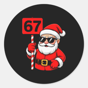 Pegatina Redonda 67 Santa Meme 6 7 Navidad Divertida 6-7 Seis Siete