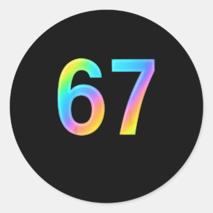 Pegatina Redonda 67 Seis Siete 6 7 Diseño De Meme Divertido 6 7 1