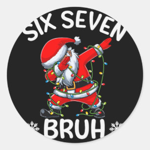 Pegatina Redonda 67 Seis Siete Burh Divertido Meme De Navidad Hombr