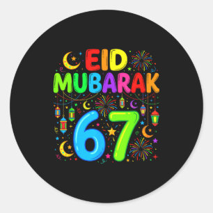 Pegatina Redonda 67 seis siete feliz eid mubarak niños eid al