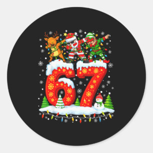 Pegatina Redonda 67 Seis Siete Meme Gen Alpha Navidad Santa Elfo Re