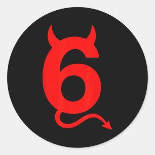 Pegatina Redonda 67 Sesenta y Siete Disfraz de Halloween Diablo Div