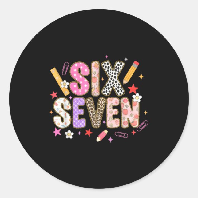 Pegatina Redonda 67 Shirt For Teachers 67 Meme Women Teacher Six Se (Anverso)