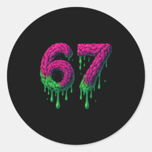 Pegatina Redonda 67 Six Seven 6-7 Drip Cerebral Tóxico - Bra de Niñ