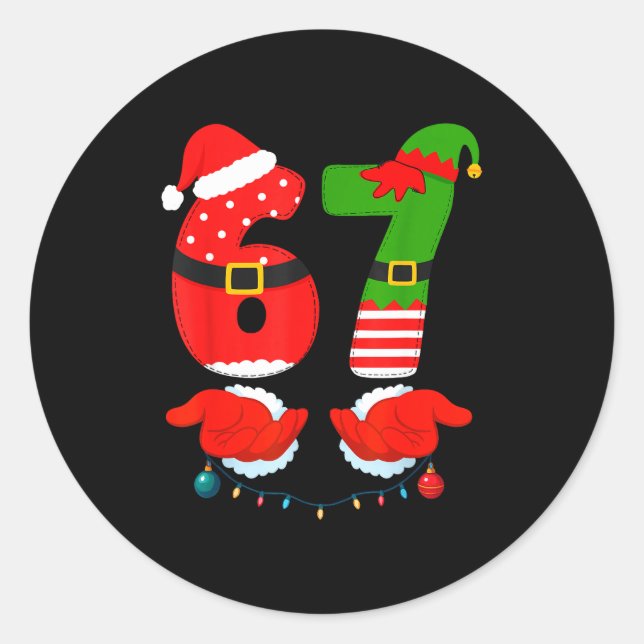 Pegatina Redonda 67 Six Seven 6 7 Meme E Couple Christmas Matching  (Anverso)