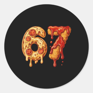 Pegatina Redonda 67 Six Seven 6-7 Pizza & Chicken Nugget - Bra de n