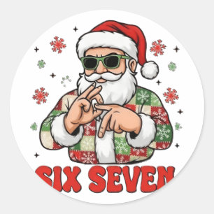 Pegatina Redonda 67 Six Seven Burh Divertida Navidad 6 7 Meme Hombr