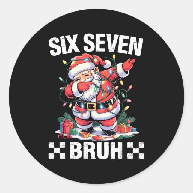 Pegatina Redonda 67 Six Seven Burh Funny Christmas 6 7 Meme Men Wom (Anverso)