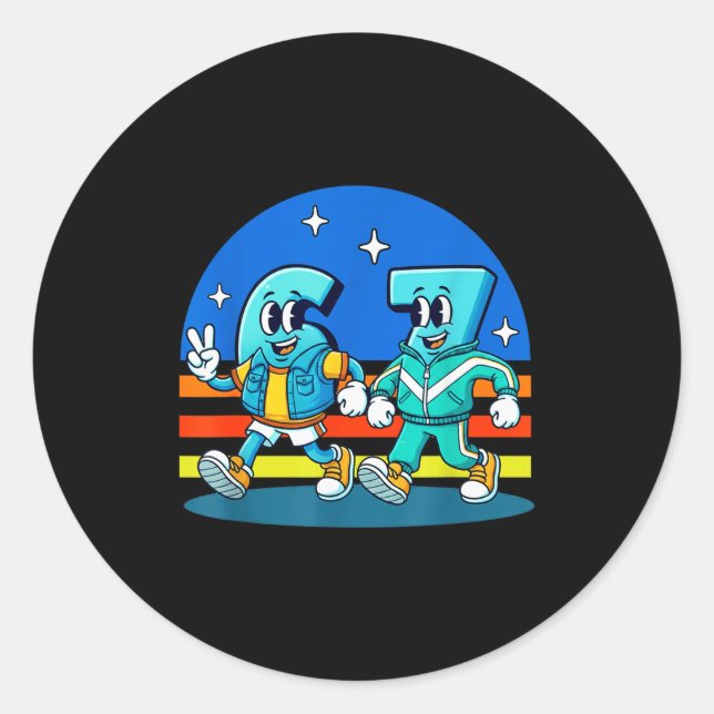 Pegatina Redonda 67 Six Seven Fun Meme Funny Design Kids School  (Anverso)