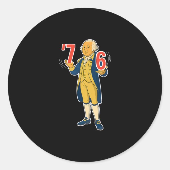 Pegatina Redonda 67 Six Seven Funny George Washington Meme  (Anverso)