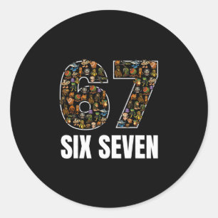 Pegatina Redonda 67 Six Seven Italian Brainrot Gen Alpha Slang Meme