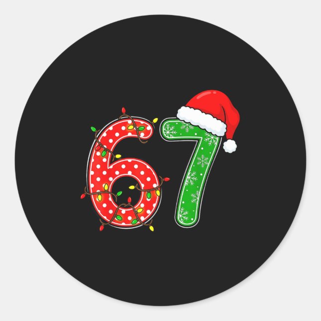 Pegatina Redonda 67 Six Seven Meme Funny Christmas 6 7 Meme Men Wom (Anverso)