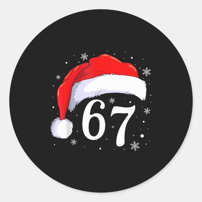 Pegatina Redonda 67 Six Seven Santa Funny Christmas 6 7 Meme Men Wo (Anverso)