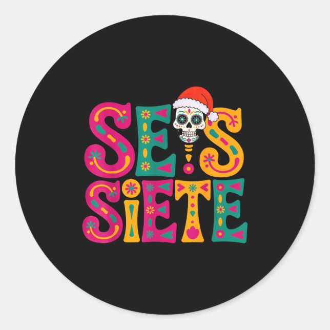 Pegatina Redonda 67 Six Seven Spanieacher Bilingual Seis Siete Chri (Anverso)