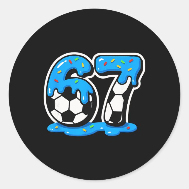 Pegatina Redonda 67 Soccer Ice Cream Drip Brain Rot Meme  (Anverso)